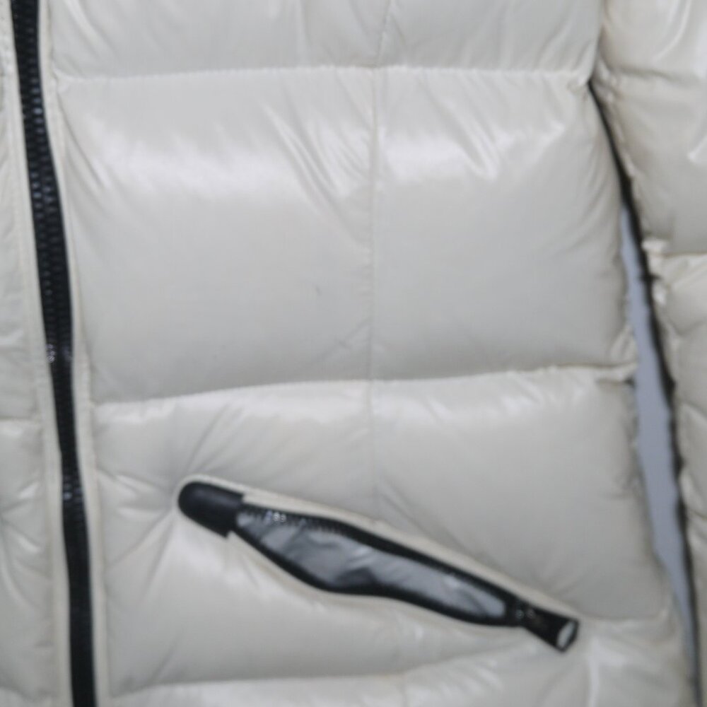 Mackage Ivory Glossy Down Puffer Jacket Arm Logo Short Coat - Picture 8 of 9
